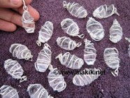 Picture of Crystal Quartz Lingam Silver Hand Wrapped Pendant