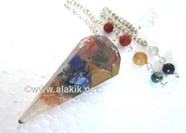 Picture of Six Facet Chakra orgone pendulum with Chakra chain