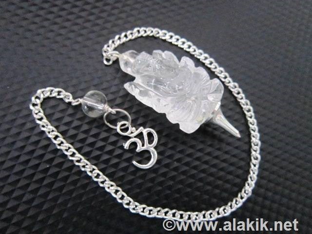 Picture of Crystal Quartz Ganesha Pendulum with om