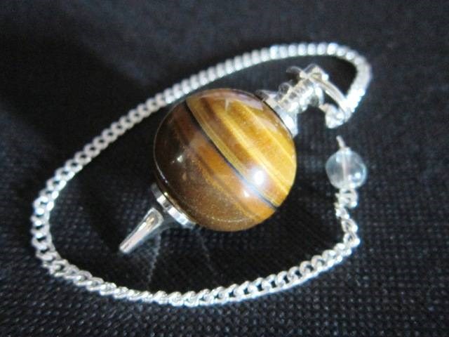 Picture of Yellow Tiger Eye Ball pendulum Silver plated
