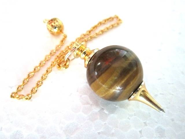 Picture of Yellow Tiger Eye Ball pendulum Gold plated
