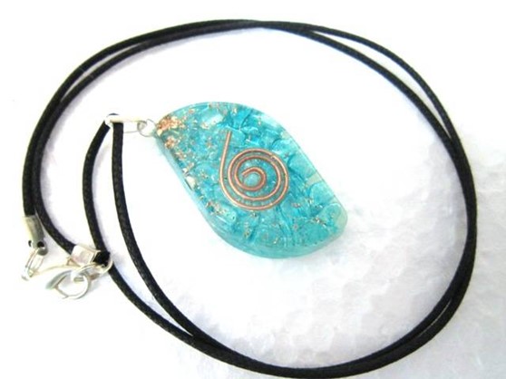 Picture of Tourquise Eye Shape Orgone Pendant with cord