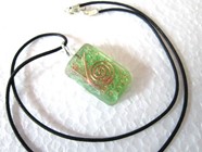Picture of Green rectangle orgone pendant with cord