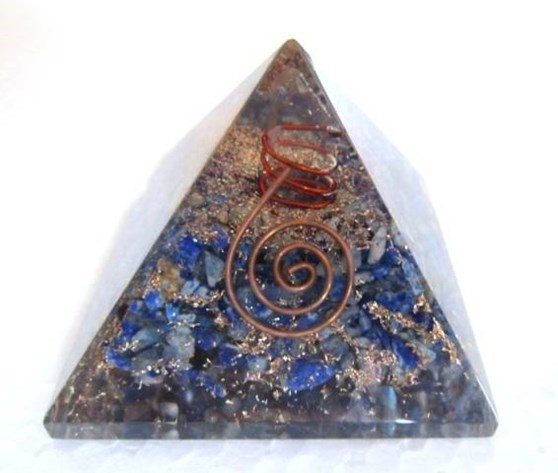 Picture of Lapis Lazuli Orgone Pyramids With Copper Wrapped Point