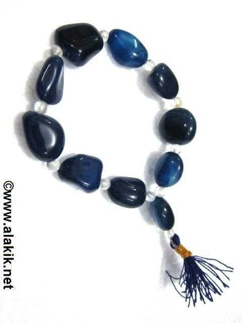 Picture of Dyed Blue Onyx Tumble with crystal power bracelet