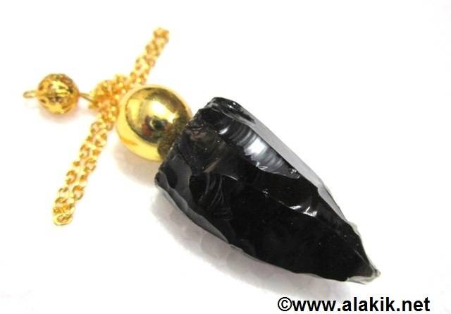 Picture of Black Obsidian Raw Golden Modular Pendulum