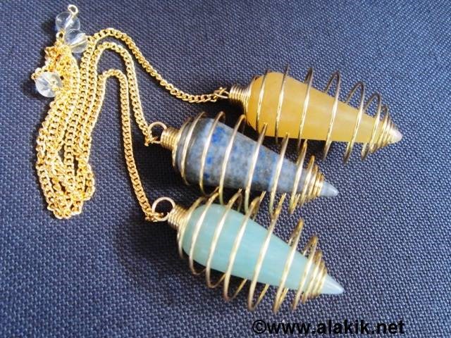 Picture of Mix Gemstone Golden Cone cage pendulum