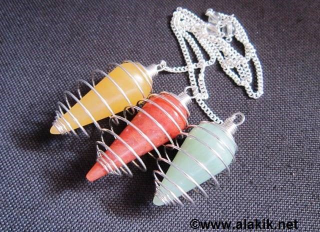 Picture of Mix Gemstone Silver Cone Cage pendulum