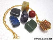 Picture of Golden Chakra Tumble cage necklace set