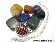 Picture of Silver Chakra tumble cage necklace set