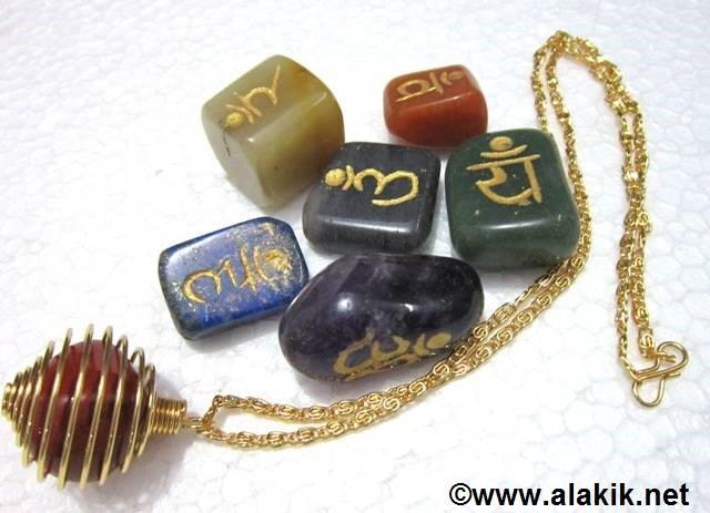 Picture of Golden Sanskrit Tumble cage necklace set