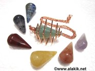 Picture of Copper cage chakra cone necklace set
