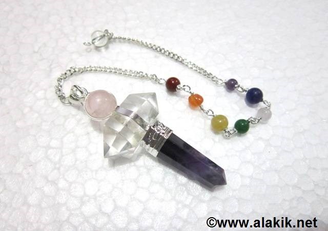 Picture of RAC 3pc Herkimer pendulum with chakra chain