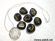 Picture of Black Sanskrit Tumble Set with Silver Cage Necklace