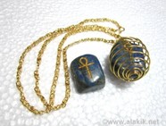 Picture of Golden Lapis ANKH Tumble spring cage neckalce