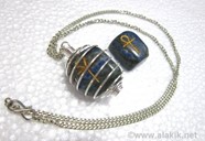 Picture of Silver Lapis ANKH Tumble spring cage neckalce