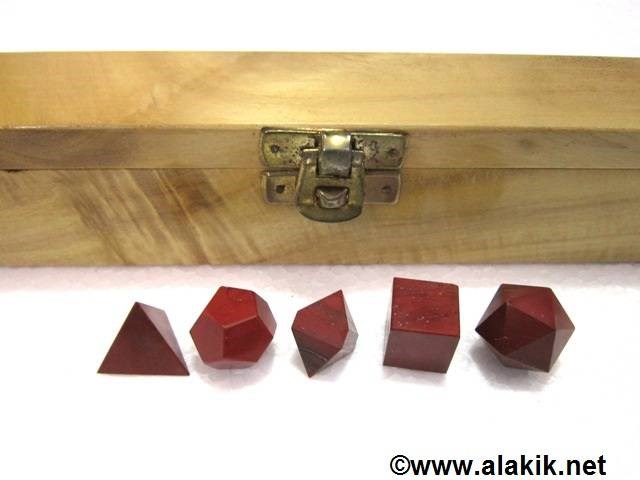 Picture of Red Jasper 5pcs Geometry set with Wooden box