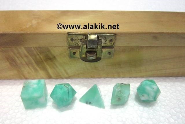 Picture of Chrysoprase 5pcs geometry set with wooden box