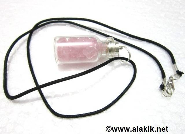 Picture of Rose quartz Chips bottle pendants with cord