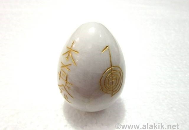 Picture of Snow Quartz Engrave USAI  Reiki Egg