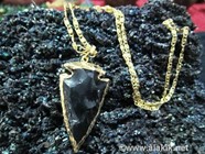 Picture of Black obsidian Electro Plated Arrowhead Pendant with Chain 2inch