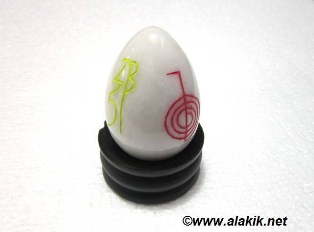 Picture of Snow Quartz Engrave Colourful Reiki Egg