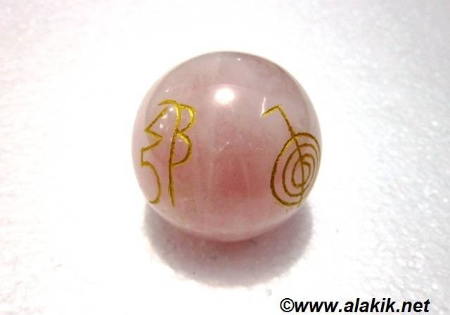 Picture of Rose Quartz Engrave USAI Reiki sphere