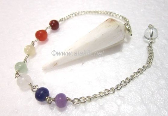 Picture of Scolecite Faceted pendulum with chakra chain