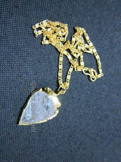 Picture of Crystal quartz Gold Bezel Arrowhead necklace