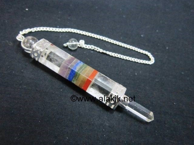 Picture of Crystal Quarts Chakra 3pc Wand pendulum