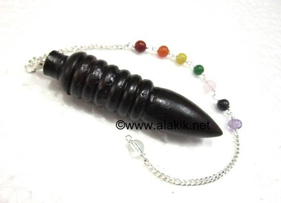 Picture of Rose Wood Isis Pendulum with chakra chain