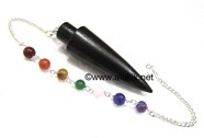 Picture of Rose Wood long cone pendulum with chakra chain