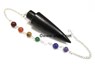 Picture of Rose Wood long cone pendulum with chakra chain, Picture 1