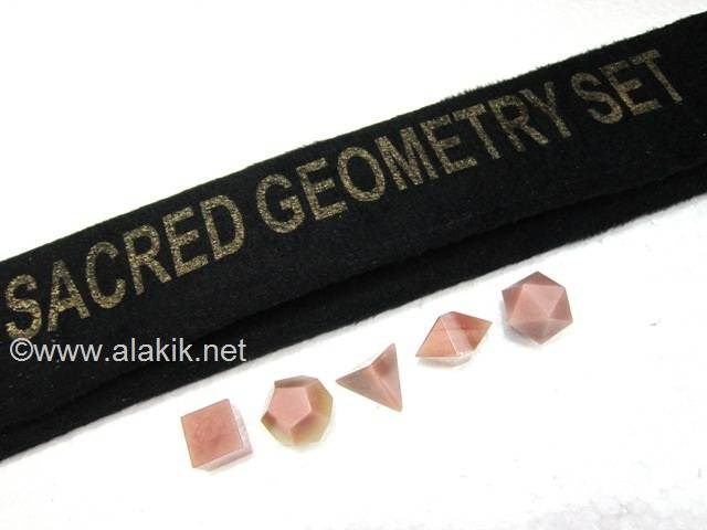 Picture of Pink Aventurine 5pcs Geometry Set with Velvet purse