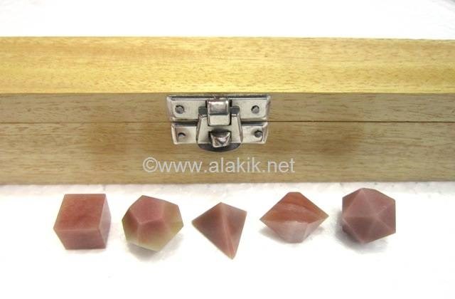 Picture of Pink aventurine 5pcs Geometry set with box