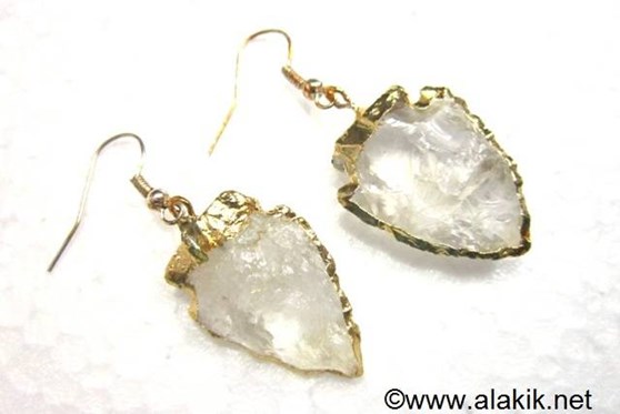 Picture of Crystal Quartz Eletroplated Arrowhead Earrings