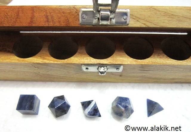 Picture of Sodalite 5pcs Geometry set with Wooden box