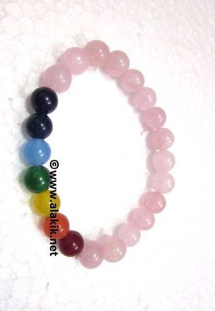 Picture of Rose Quartz with Chakra Beads Bracelet