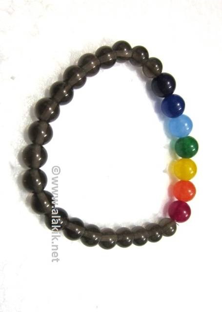 Picture of Smokey with chakra Beads Bracelet
