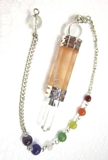 Picture of Orange Selenite 3pc Wand Pendulum with Chakra Chain