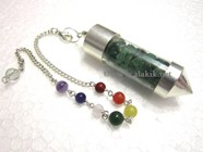 Picture of Green Jade Chips Chamber Pendulum with chakra chain