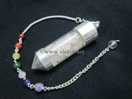 Picture of Rose Quartz Chips Chamber pendulum with chakra chain