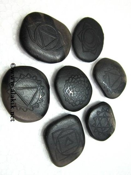Picture of Black obsidian Chakra Emboss Sets