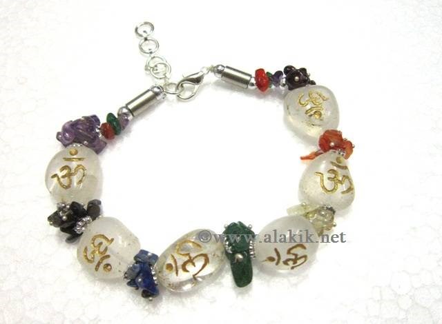 Picture of Crystal Om Engrave Bracelet with fuse wire chakra