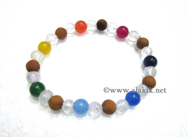 Picture of Chakra Crystal Sandalwood Beads Bracelet