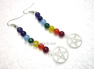 Picture of Chakra Onyx Beads earring with pentacle