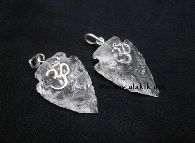 Picture of Crystal Quartz Arrowheads with Om