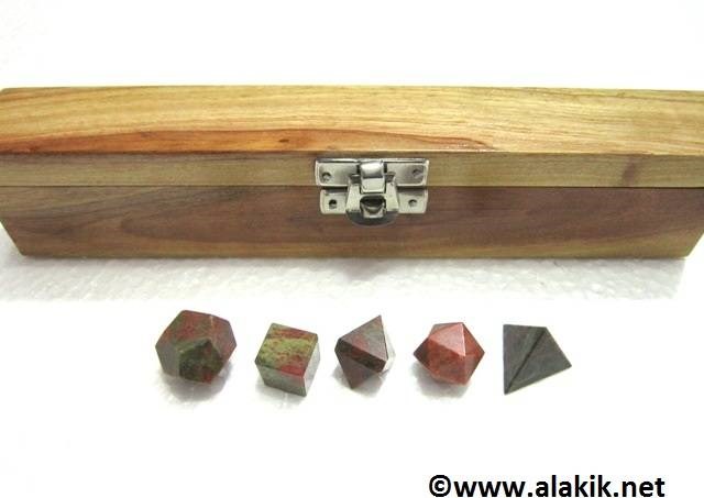 Picture of Unakite 5pcs Geometry Set with wooden box