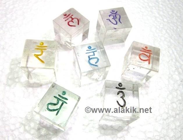 Picture of Colourful Crystal Quartz Engrave Chakra Sanskrit Disc Set