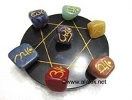 Picture of Pentagram Grid Disc with Chakra Sanskrit Tumble Set